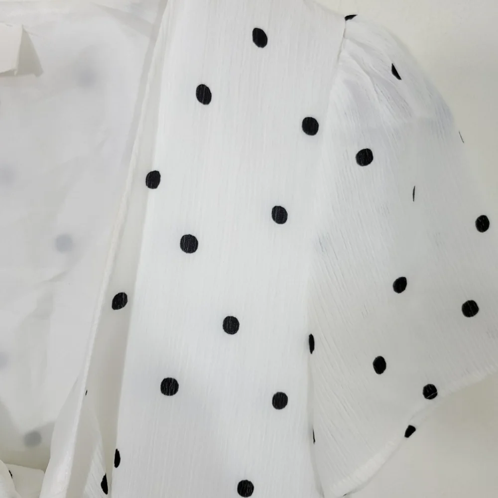 Everly Polka Dot Midrift Midi dress with tie front Size small EUC Cottage - Picture 6 of 10